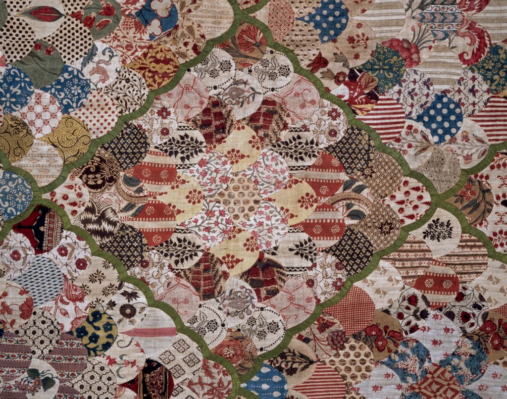 Detail of Cover made from shell-shaped patches by unknown