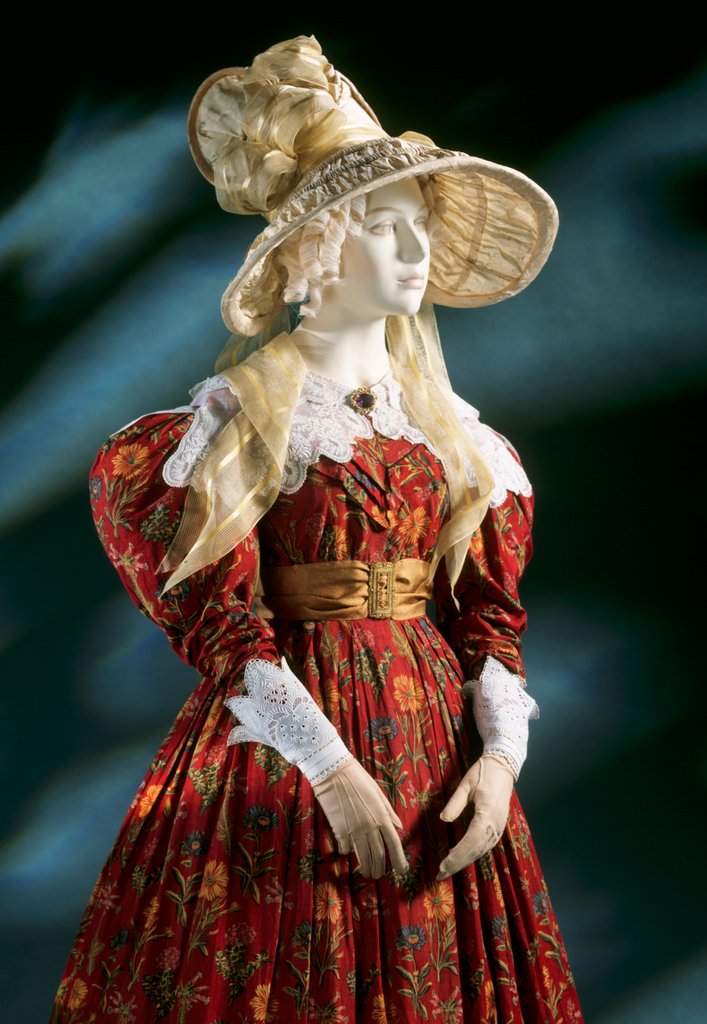 Detail of Printed cotton Day dress. England, 19th century by Unknown