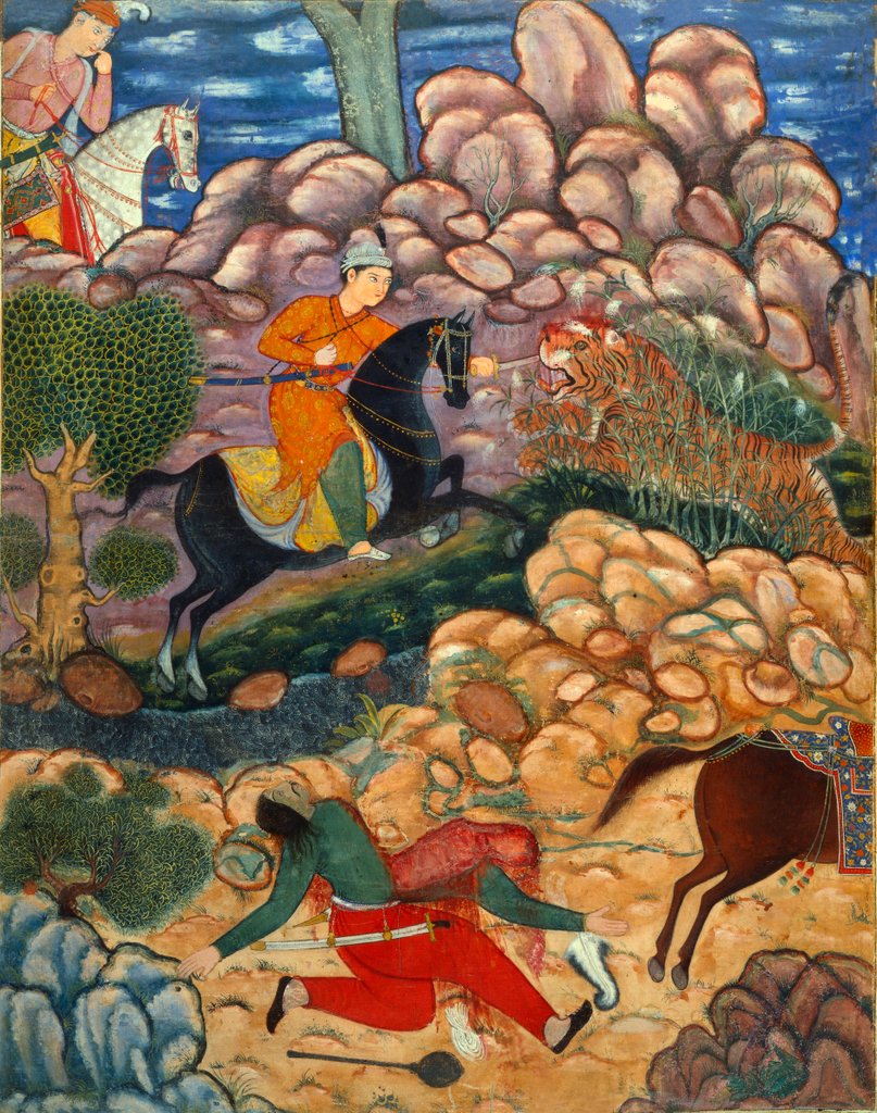 Detail of Hamza killing a tiger by Unknown