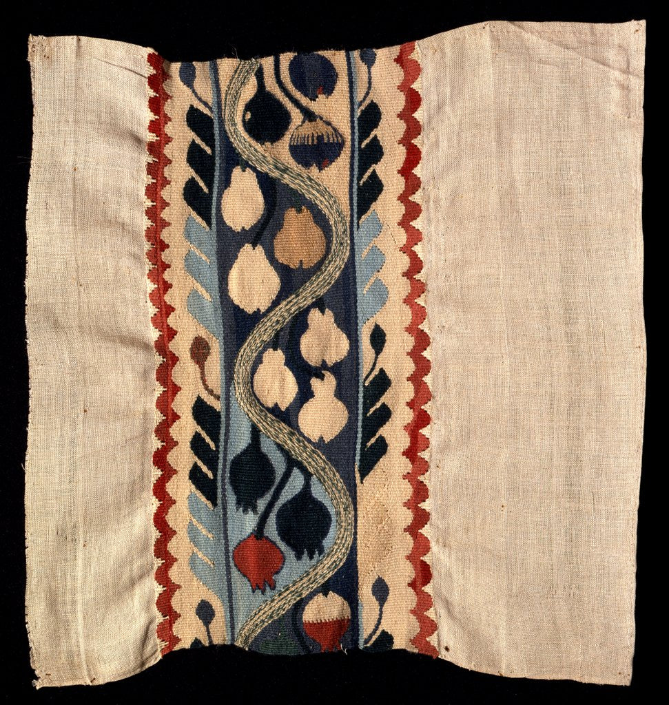 Detail of Coptic textile with a tulip-like flower design by Morris & Co.