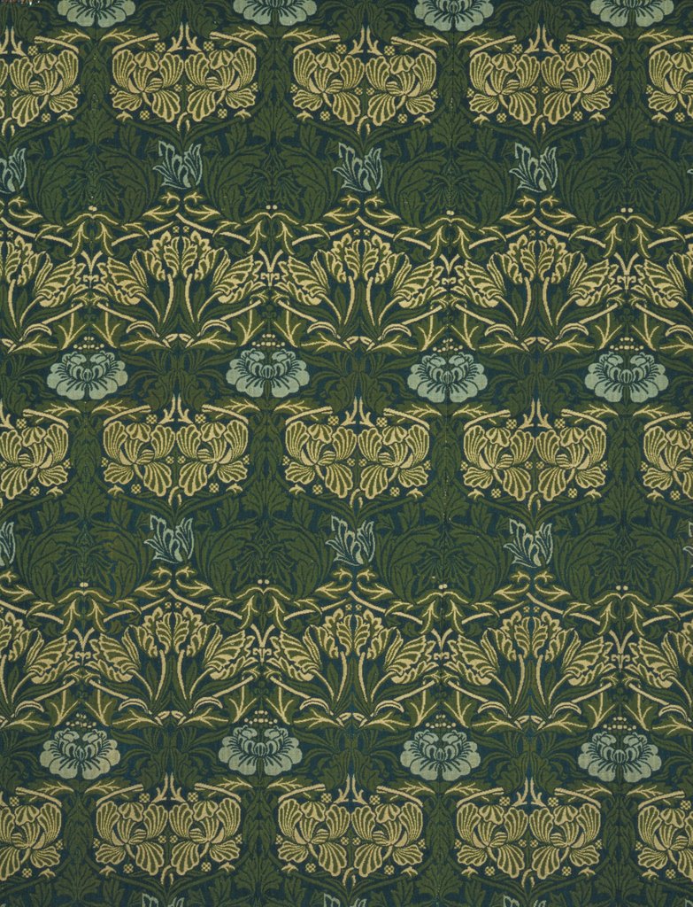 Detail of Tulip and Rose furnishing fabric by William Morris