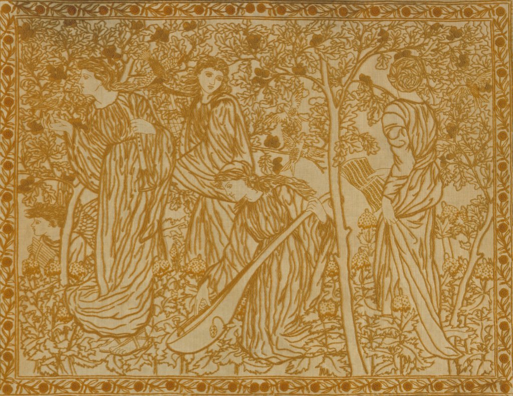 Detail of The Musicians embroidered panel by Selwyn Image