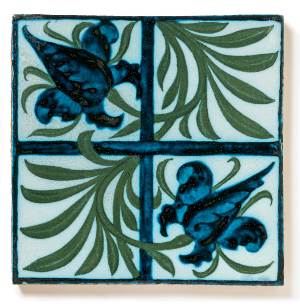 Detail of Tulip and Trellis design tile by William Morris