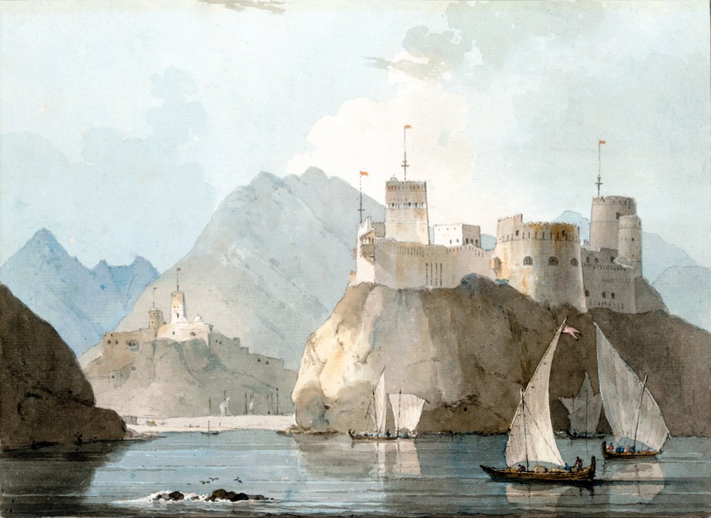 Detail of Forts at Muscat by William Daniell