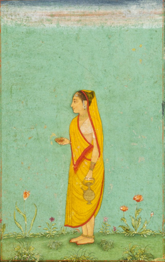 Detail of Lady in sari holding a kettle by Unknown