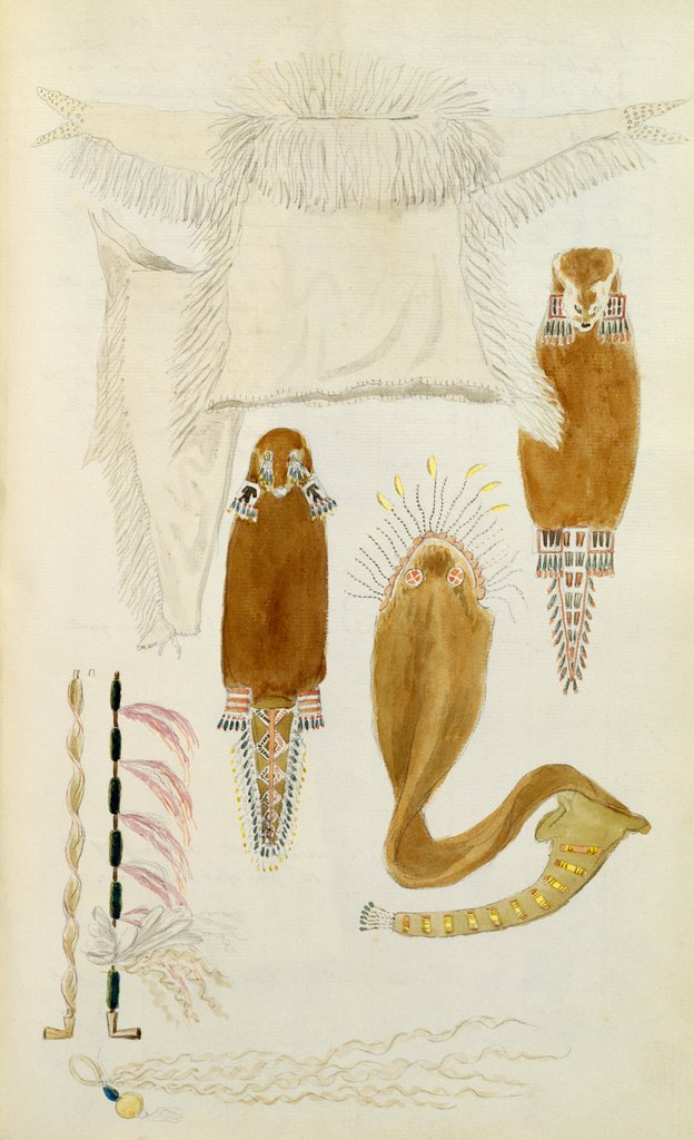 Detail of Sketch depicting North American Indian artefacts, Charles Hamilton Smith. England, 19th century by Charles Hamilton Smith