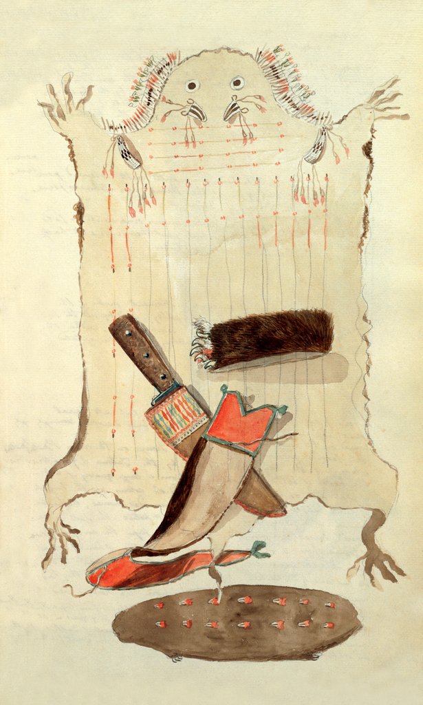 Detail of Sketch depicting North American Indian artefacts, Charles Hamilton Smith. England, 19th century by Charles Hamilton Smith