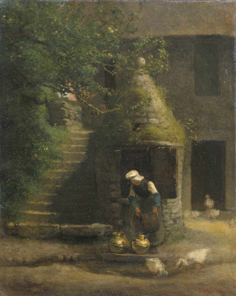 Detail of The Well At Gruchy by Jean-Francois Millet