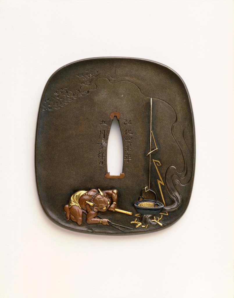 Detail of Tsuba by Kingyokuoì Myochin Hirosada
