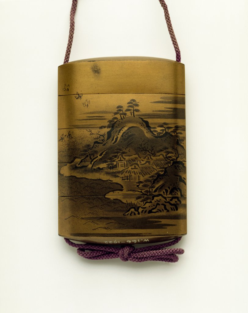 Detail of Inro depicting Mountain Scene by Unknown