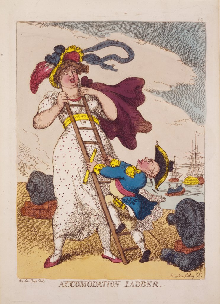 Detail of Accomodation ladder by Thomas Rowlandson