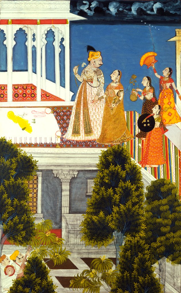 Detail of Raja Jagat Singh II walking with ladies on the Palace roof at Udaipur. India, mid-18th century by Unknown