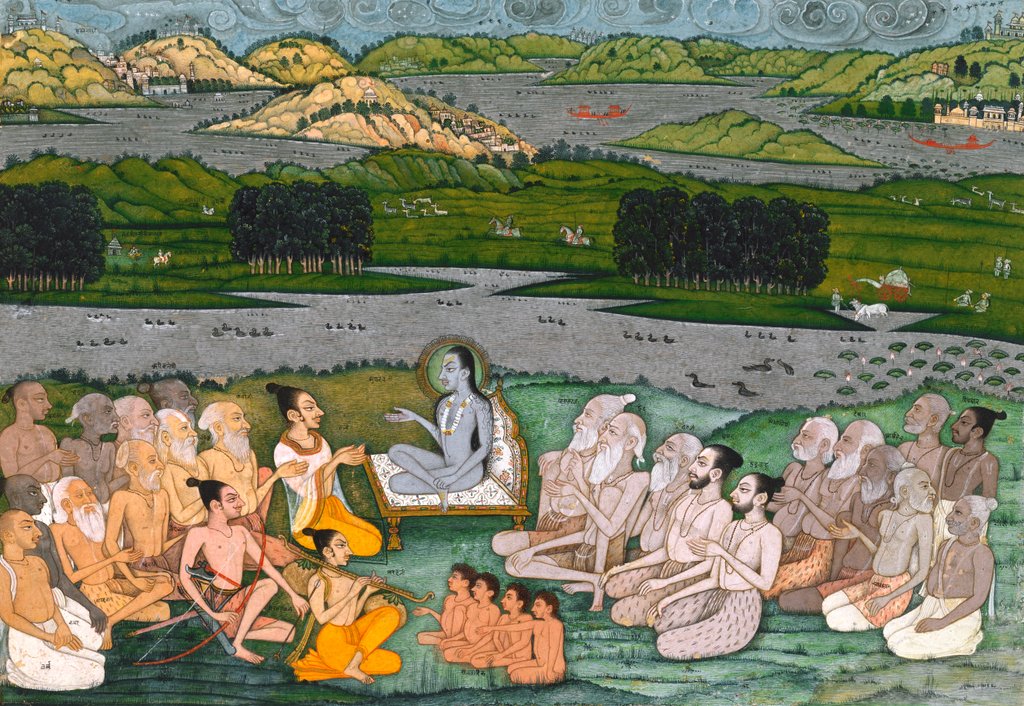 Detail of Shri Sukdevji Preaching to a Concourse of Sadhus. Rajasthan, India, mid-18th century by Unknown