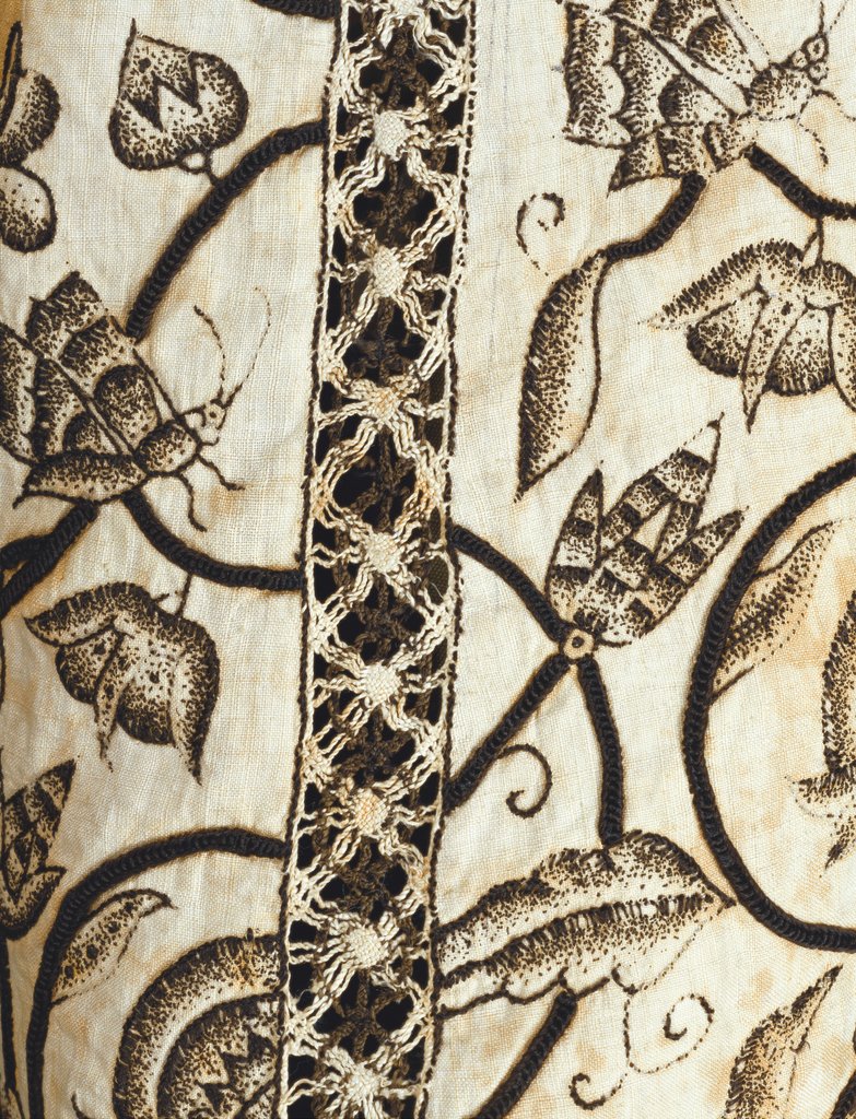 Detail of Lady's Jacket, detail. Linen embroidered with silk. England, early 17th century by Anonymous