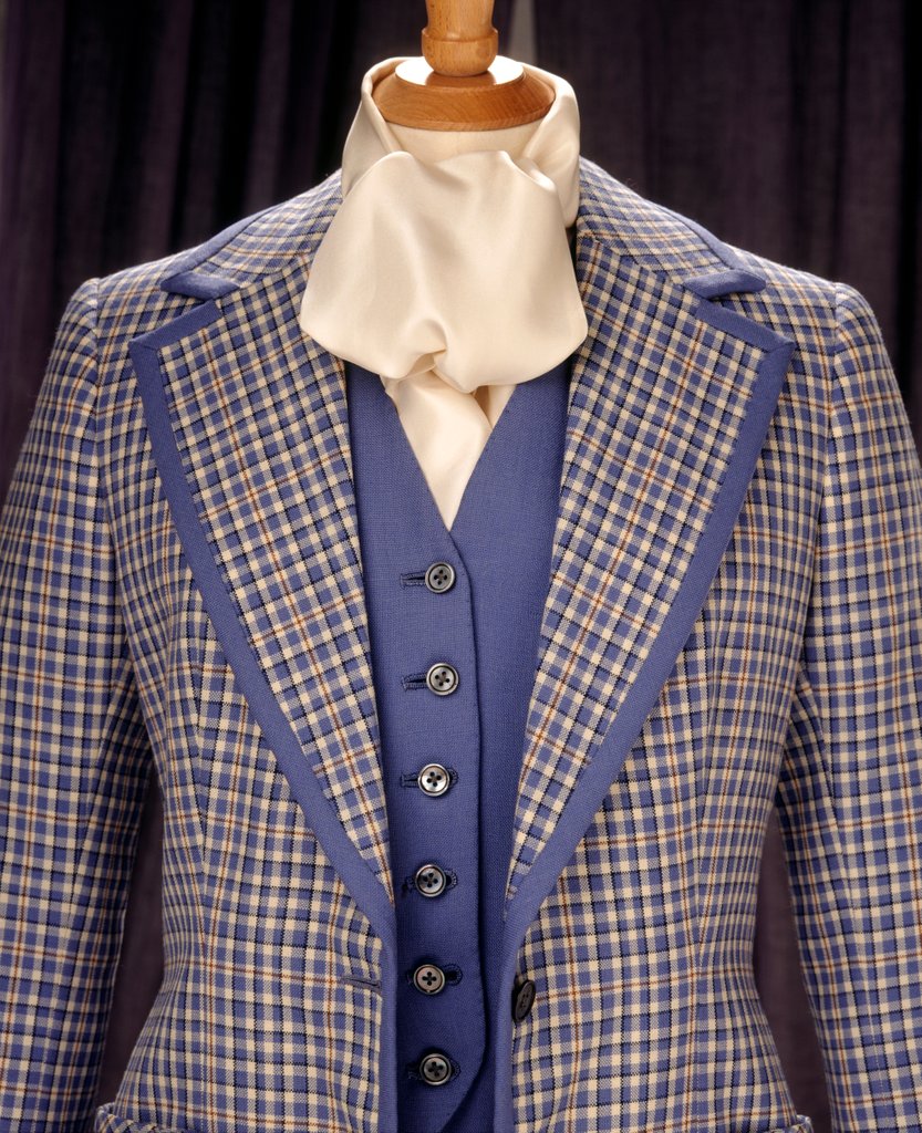 Detail of Three piece trouser suit by Tommy Nutter & Yves Saint Laurent