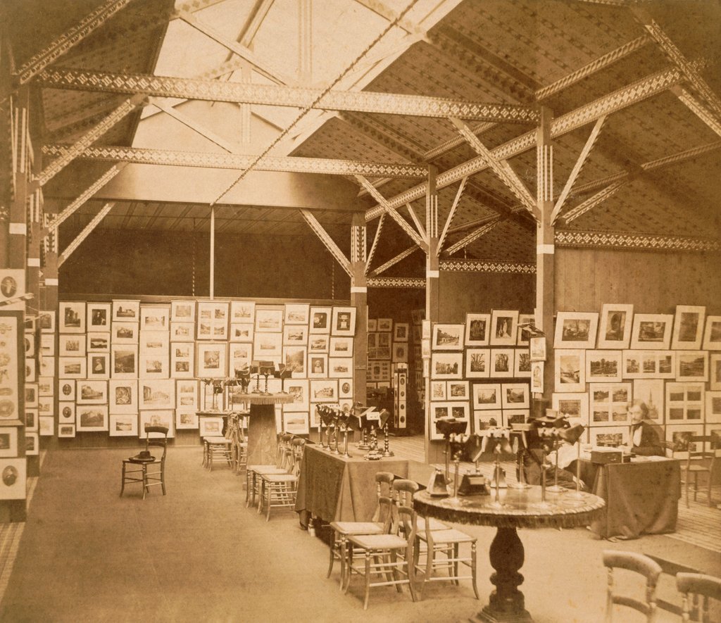 Detail of The Exhibition of the Photographic Society of London and the Societe Français de Photographie at The South Kensington Museum by Charles Thurston Thompson
