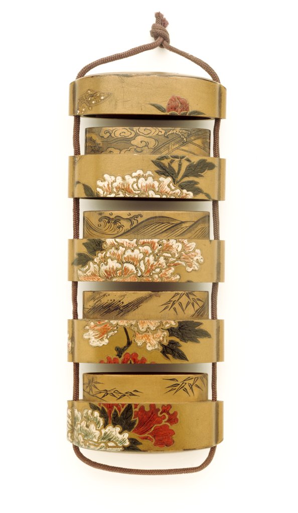 Detail of Inro depecting flowers and butterflies by Unknown