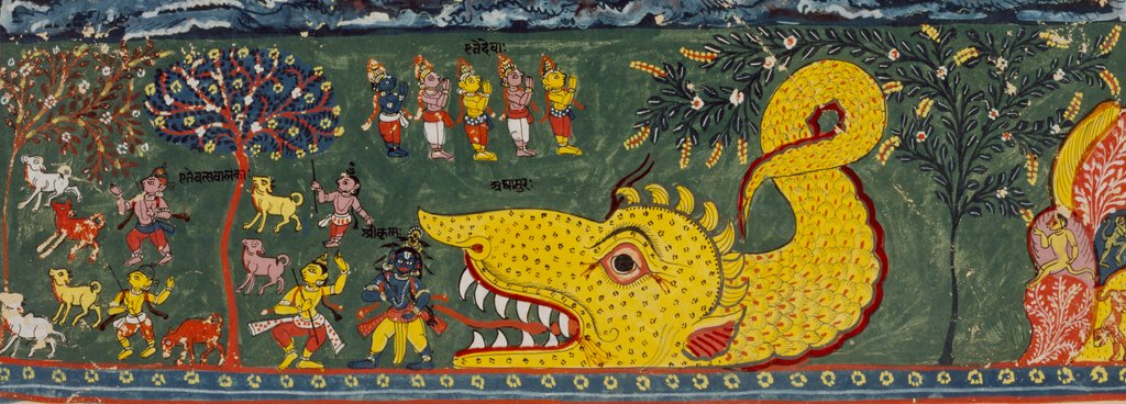 Detail of Krishna slaying the snake by Unknown