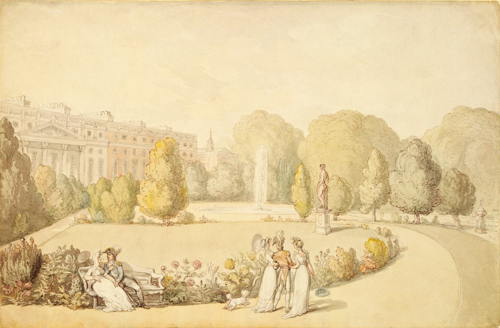 Detail of A View of Hampton Court Palace by Thomas Rowlandson
