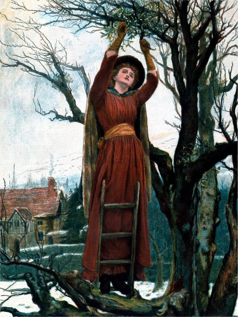 Detail of The 24th of December, Cutting the mistletoe, from The Graphic Xmas Number. England, 1886 by Anonymous