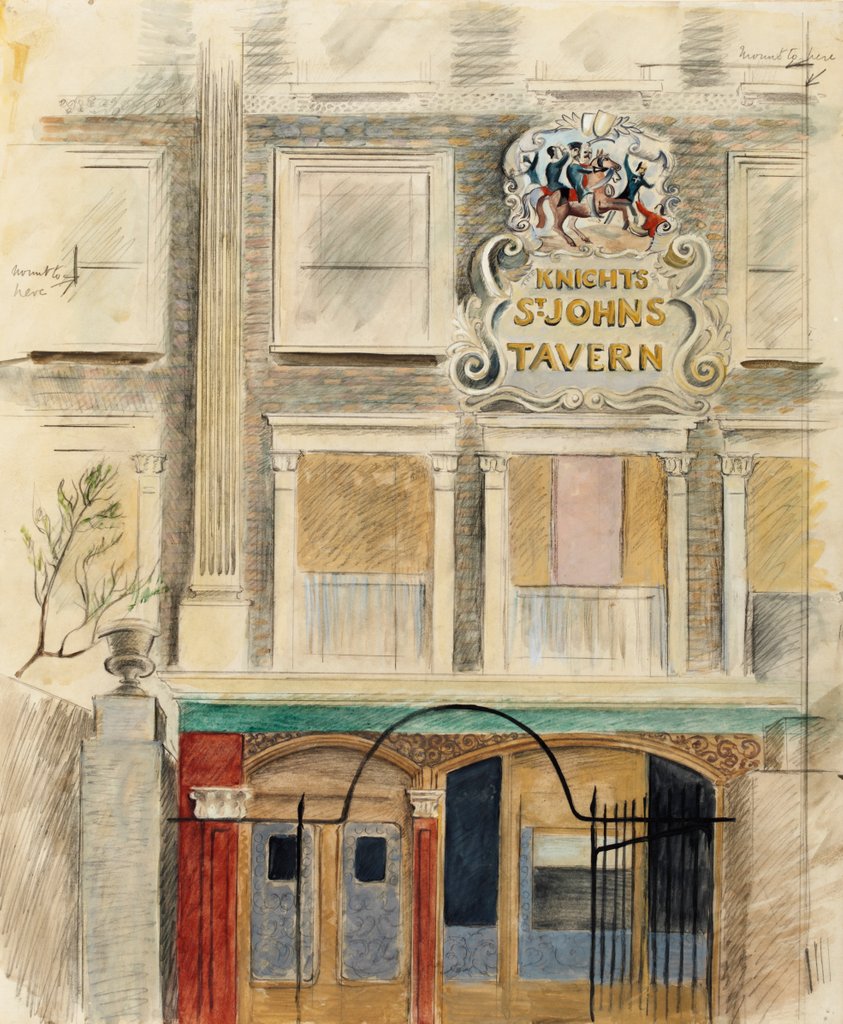 Detail of The Knights of St Johns Tavern, Queen's Terrace, St John's Wood by Enid Marx