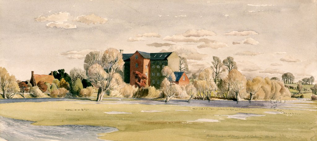 Detail of Flooded Meadows at Olney by Stanley Roy Badmin