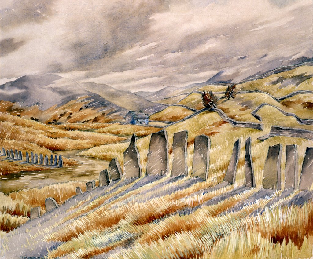 Detail of Slate Fences, Abergynolwyn, Merionethshire by Mildred Eldridge