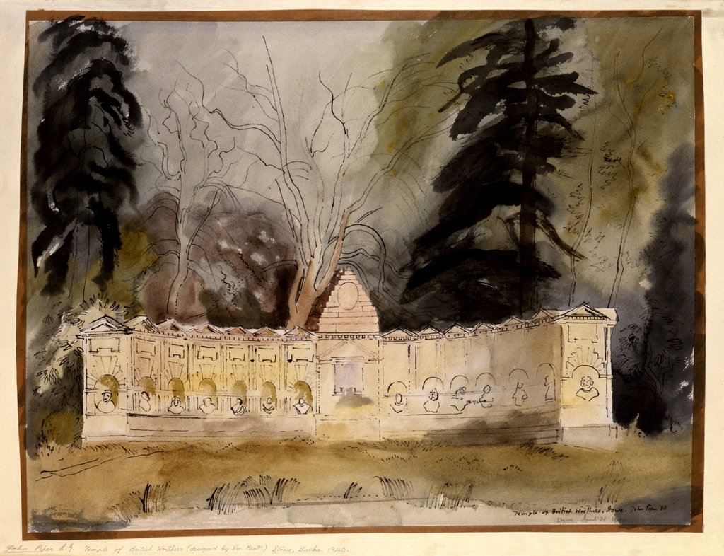 Detail of The Temple of British Worthies, Stowe, Gloucestershire by John Piper