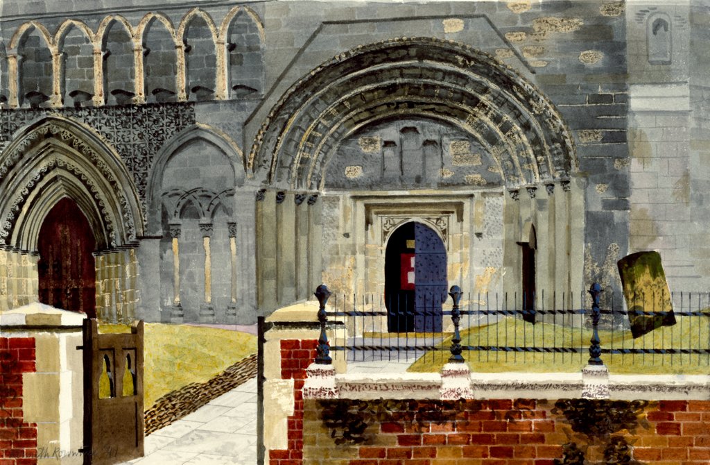 Detail of Dunstable Priory, West Front by Kenneth Rowntree