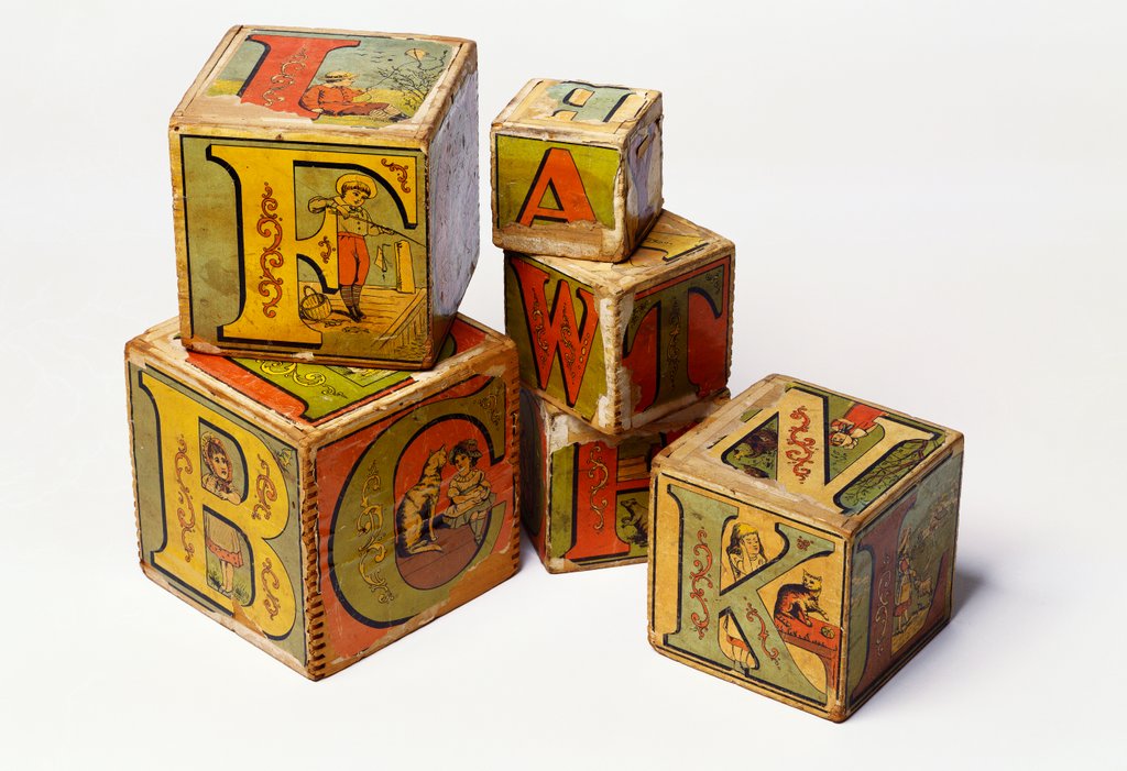 Detail of Alphabet nesting boxes by J A Crandall