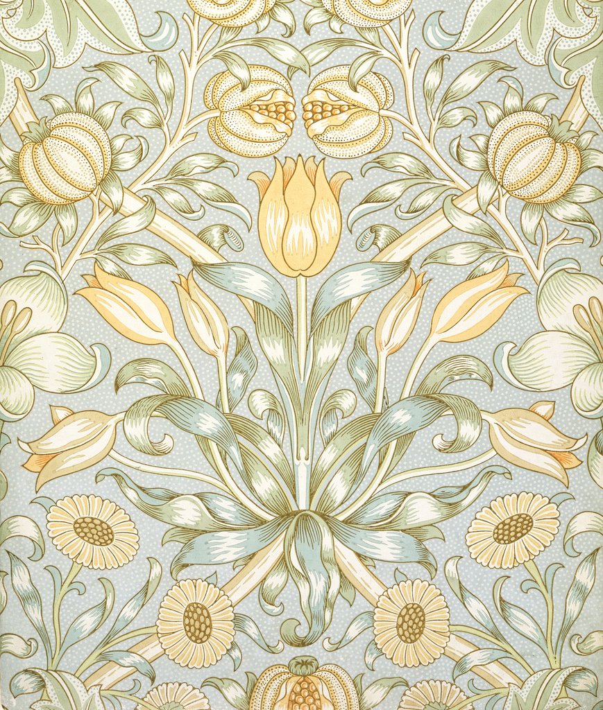 Detail of Lily and Pomegranate wallpaper by William Morris