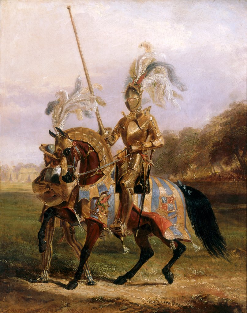 Detail of A Knight Enters The Lists at The Eglinton Tournament by Edward Henry Corbould