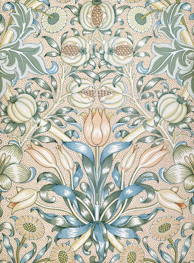 Detail of Lily and Pomegranate wallpaper by William Morris