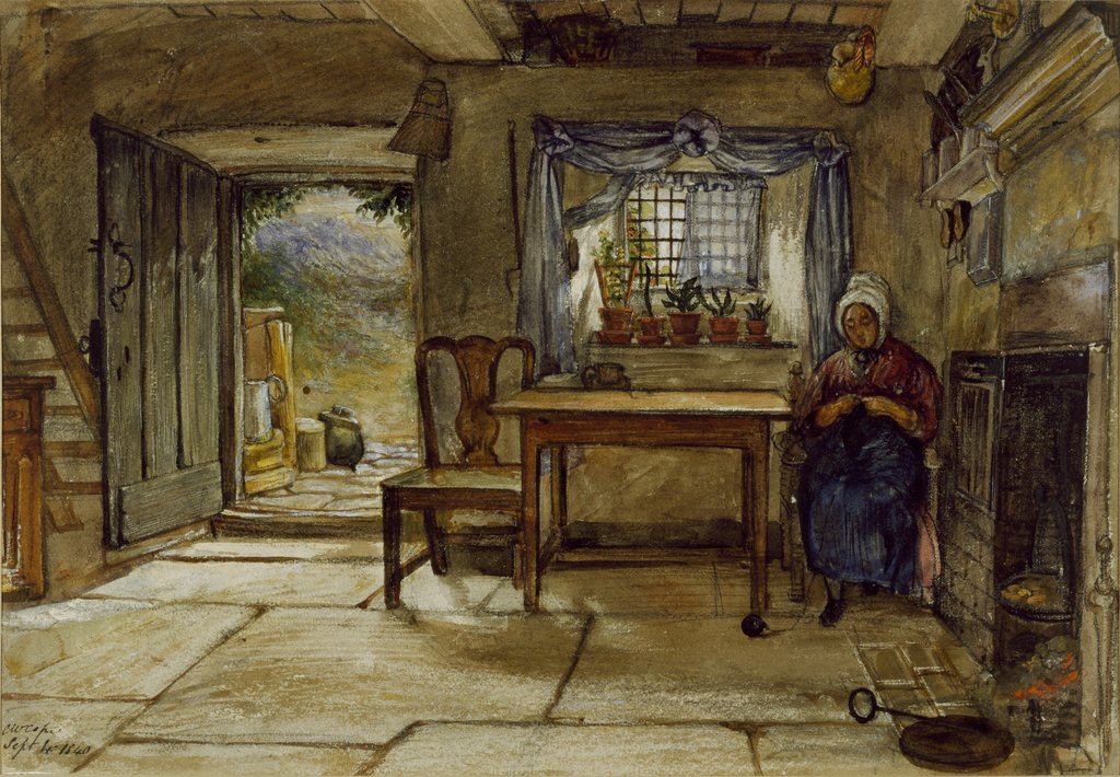 Detail of Woman in a cottage in Rievaulx by Charles West Cope