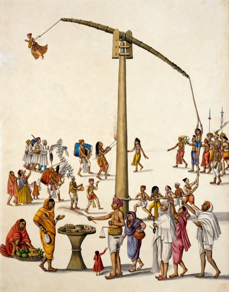 Detail of The Hook-swinging Festival. Murshidabad, India, late 18th-early 19th century by Unknown