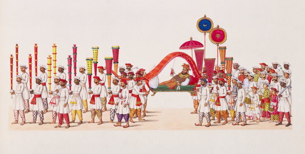 Detail of Procession with a visiting Singhalese ruler. Thanjavur, India, early 19th century by Unknown