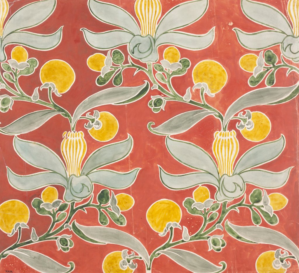 Detail of Passion Flower textile design by Charles Francis Annesley Voysey