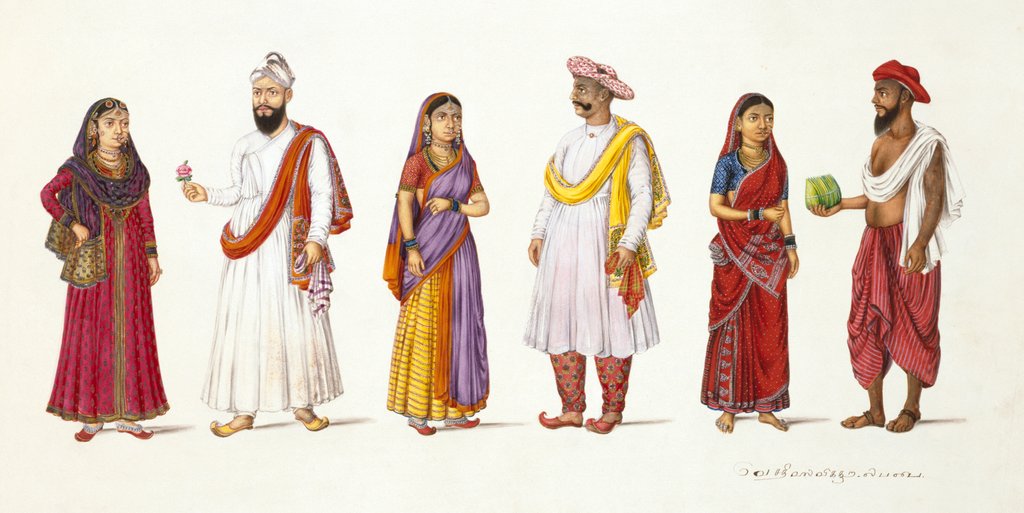 Detail of Three Indian couples by Unknown