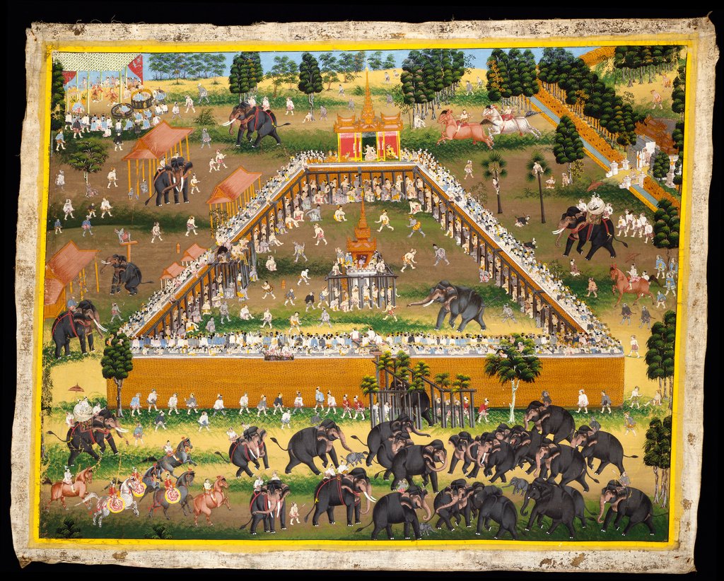 Detail of Elephant Taming. Burma, late 19th century by Unknown