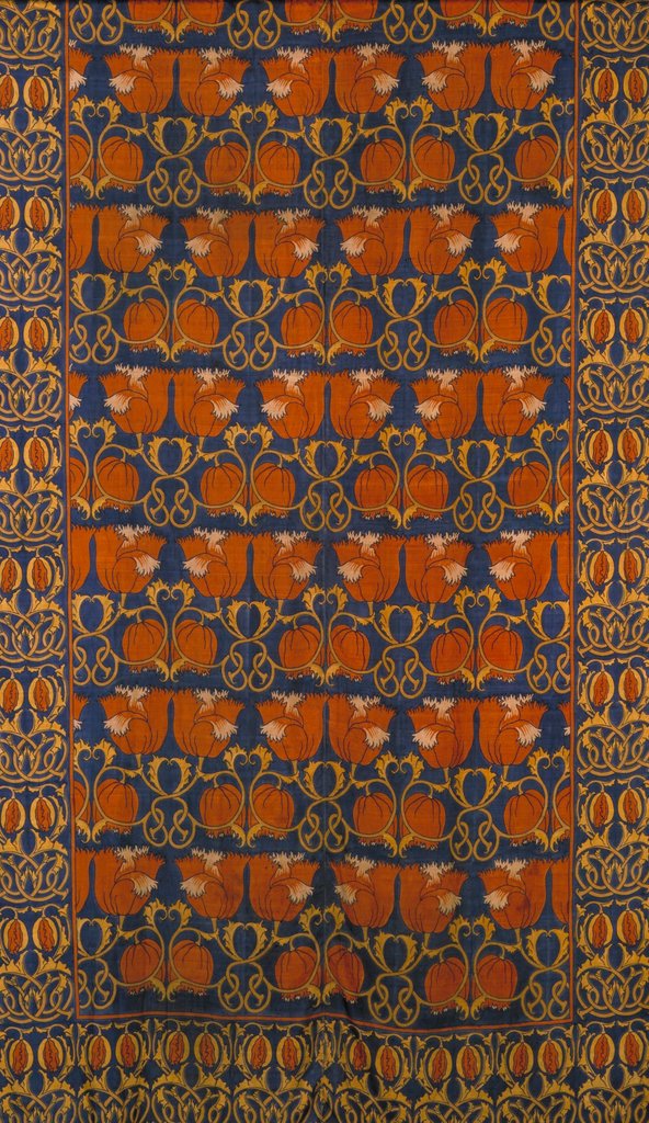 Detail of Bed cover with tulip design by Charles Francis Annesley Voysey