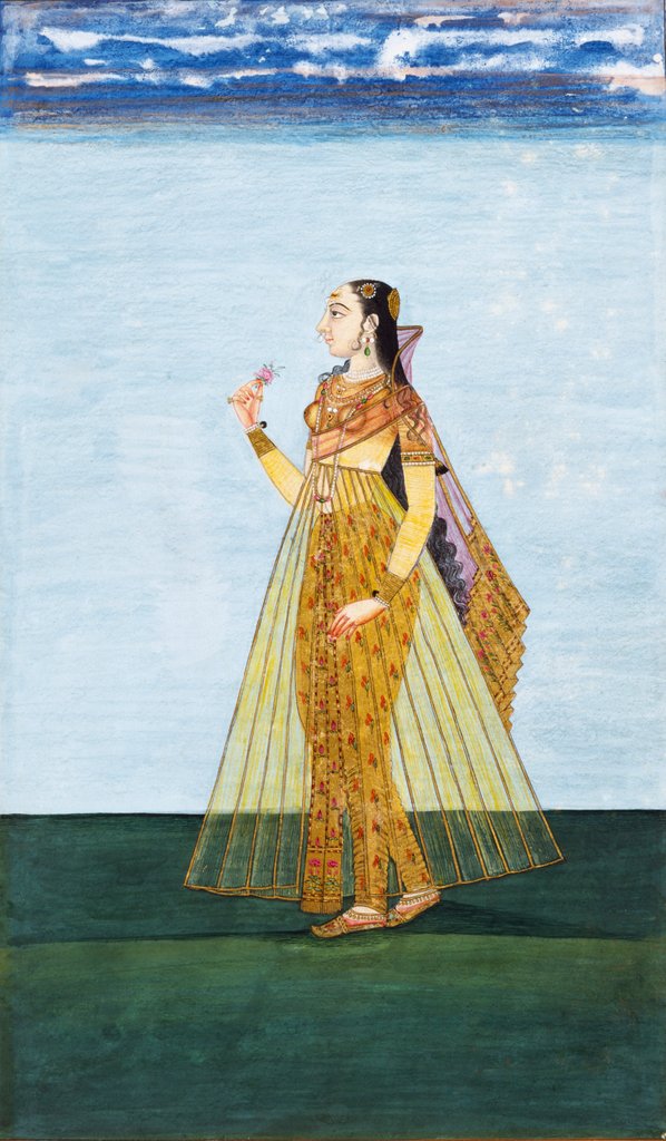 Detail of Muslim lady holding a rose by Unknown