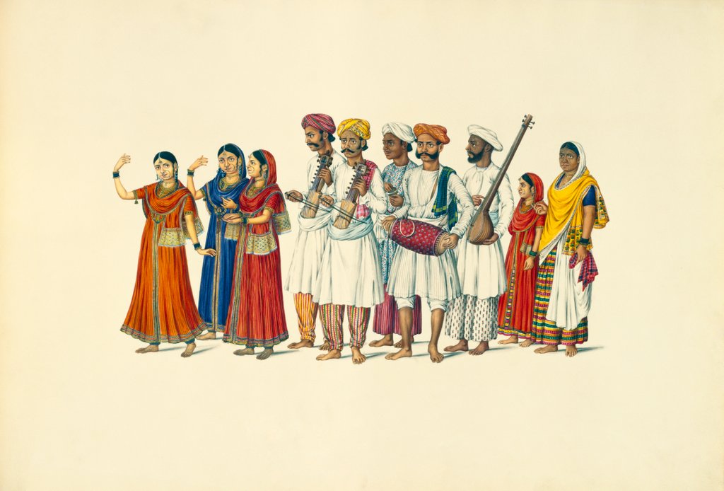 Detail of A group of dancers and musicians by Unknown