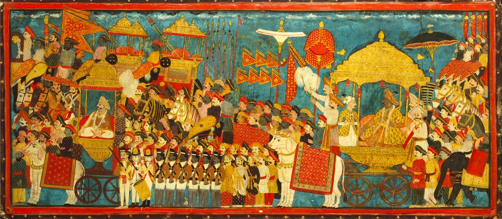 Detail of Processional scene with Amar Singh. Thanjavur, India, late 18th century by Unknown