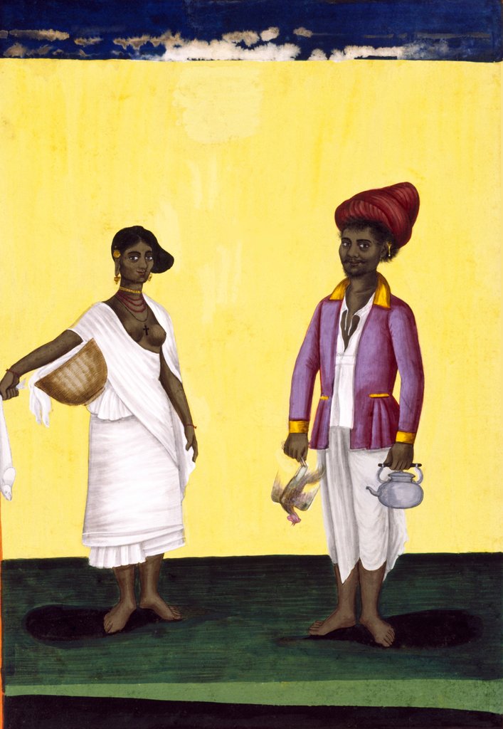 Detail of Cook holding a chicken and kettle, Delhi Company School by Delhi Company School