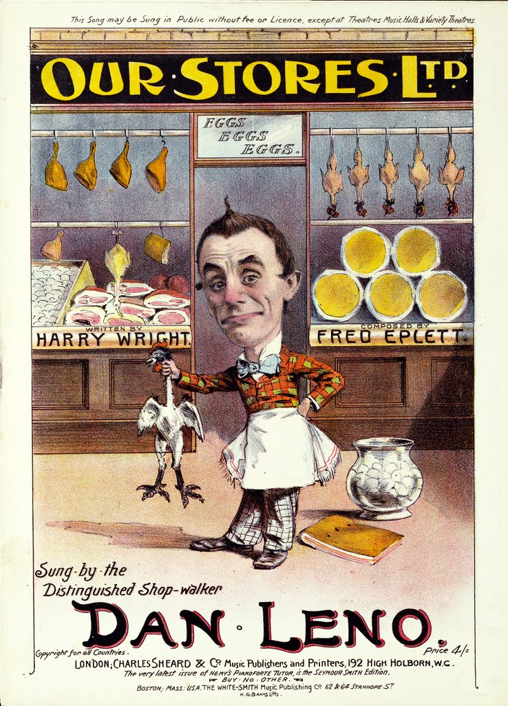 Detail of Song Sheet Cover featuring Dan Leno. London, England, 19th century by Sidney Kent