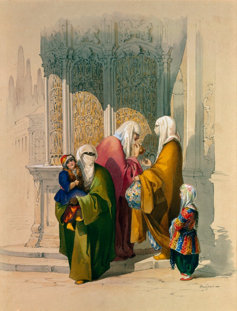Detail of Women at a street fountain, in Turkey by Aloysius Rosarius Amadeus Raymondus Andreas Brueghel