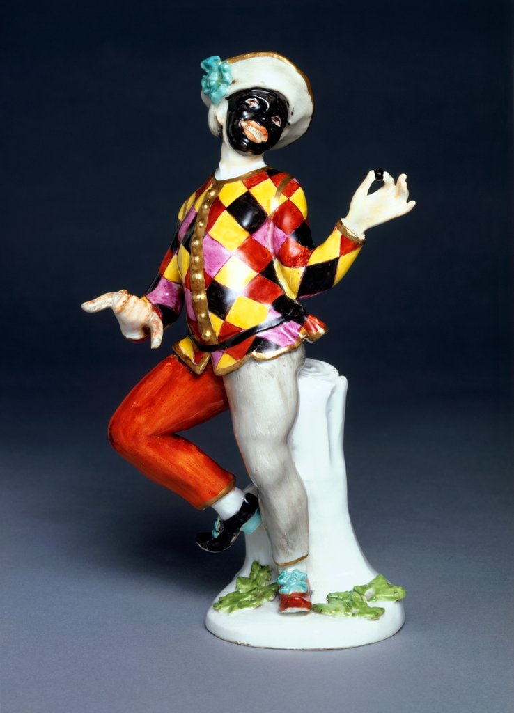 Detail of Harlequin holding a black cherry by Johann Joachim Kändler