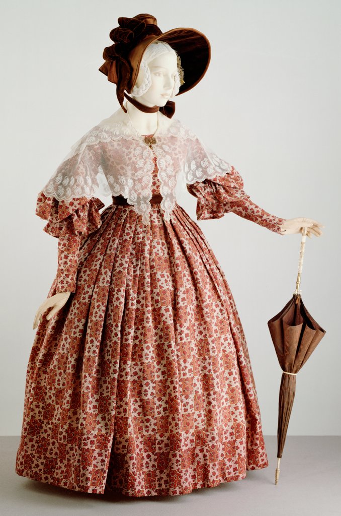 Detail of Victorian dress with shamrock pattern. England, 19th century by Unknown