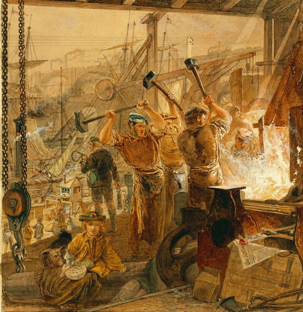 Detail of Iron and coal, the industry of the Tyne by William Bell Scott