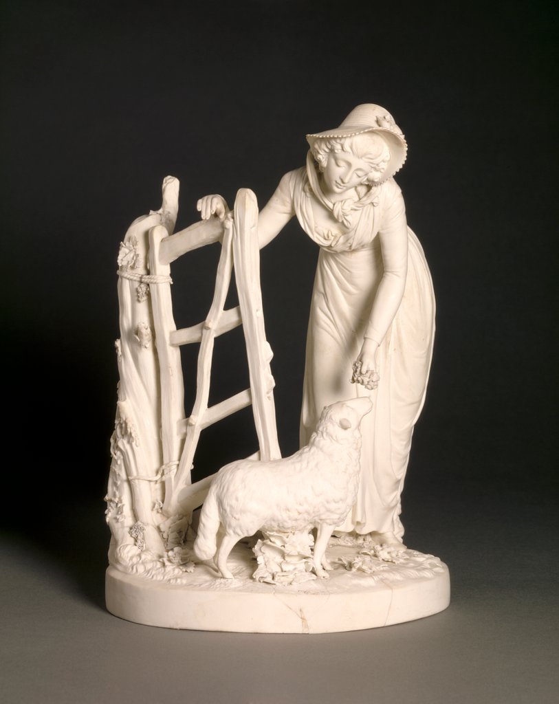 Detail of Shepherdess and Sheep by Jean Jacques Spängler
